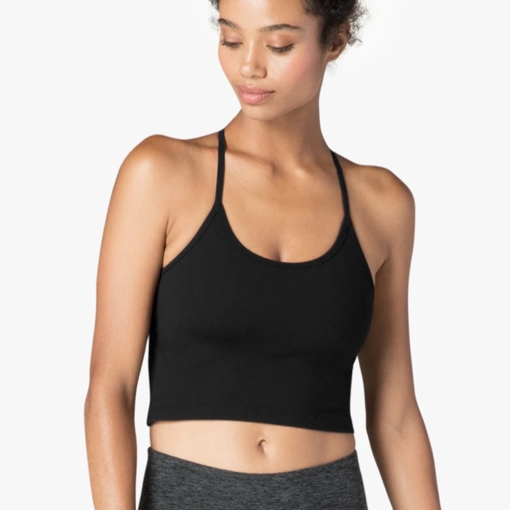 Slim Racerback Cropped Tank - Jet Black